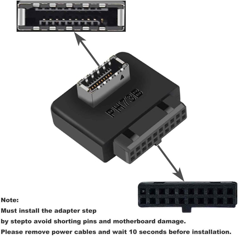 COMeap USB 3.2 Gen 1 to USB 3.2 Gen 2 Header Adapter, USB 3.1 Type-E Key-A to USB 3.0 20 Pin Header Converter for Type C Motherboard (Reverse Type) - Image 2